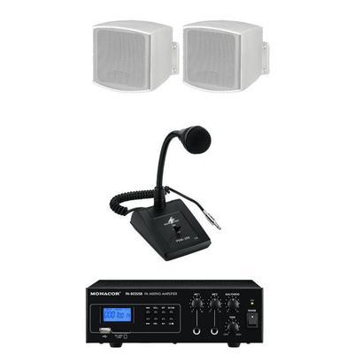 Waiting room speakers, microphone and amplifier PA package